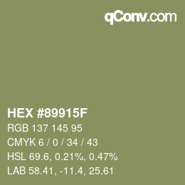 颜色代码: HEX #89915F | qconv.com