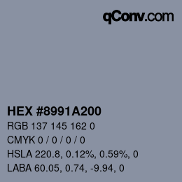 Color code: HEX #8991A200 | qconv.com