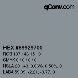 Color code: HEX #89929700 | qconv.com