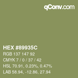 Farbcode: HEX #89935C | qconv.com