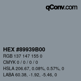 Color code: HEX #89939B00 | qconv.com