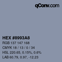 カラーコード: HEX #8993A8 | qconv.com