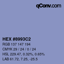 Color code: HEX #8993C2 | qconv.com