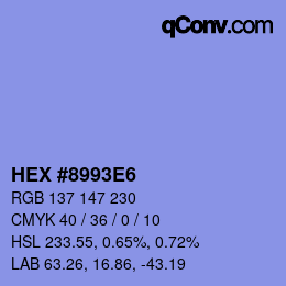 颜色代码: HEX #8993E6 | qconv.com