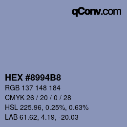 Color code: HEX #8994B8 | qconv.com