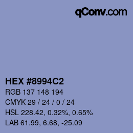 Color code: HEX #8994C2 | qconv.com