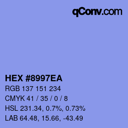 カラーコード: HEX #8997EA | qconv.com