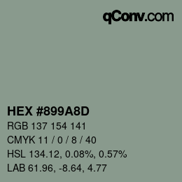 颜色代码: HEX #899A8D | qconv.com