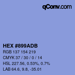 カラーコード: HEX #899ADB | qconv.com