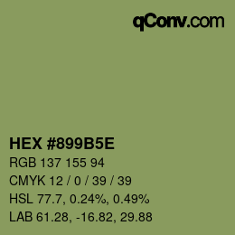 Code couleur: HEX #899B5E | qconv.com