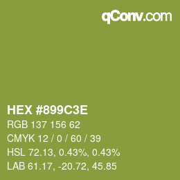 Color code: HEX #899C3E | qconv.com