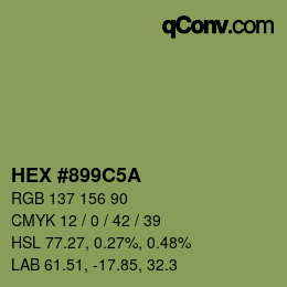Color code: HEX #899C5A | qconv.com
