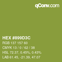 Color code: HEX #899D3C | qconv.com