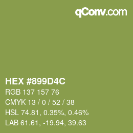 Color code: HEX #899D4C | qconv.com