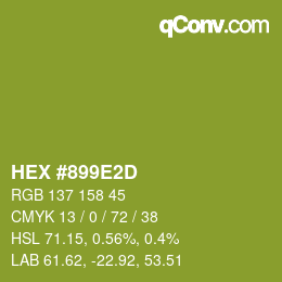 Color code: HEX #899E2D | qconv.com