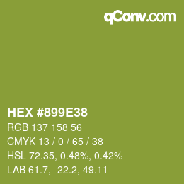 颜色代码: HEX #899E38 | qconv.com