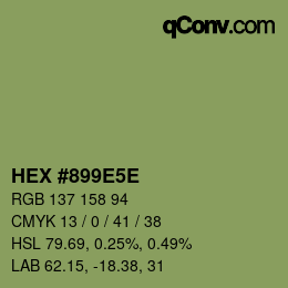 Código de color: HEX #899E5E | qconv.com
