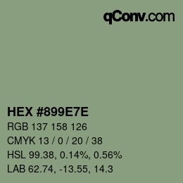 Color code: HEX #899E7E | qconv.com