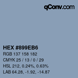 カラーコード: HEX #899EB6 | qconv.com