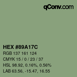 カラーコード: HEX #89A17C | qconv.com