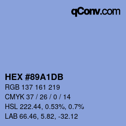 カラーコード: HEX #89A1DB | qconv.com