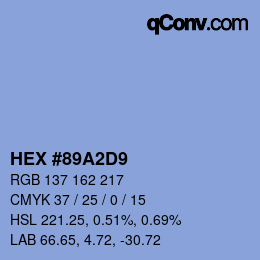 カラーコード: HEX #89A2D9 | qconv.com
