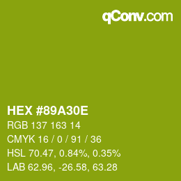 Color code: HEX #89A30E | qconv.com