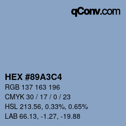 Farbcode: HEX #89A3C4 | qconv.com