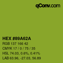 Farbcode: HEX #89A62A | qconv.com