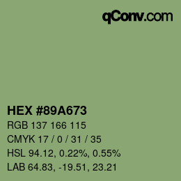 Código de color: HEX #89A673 | qconv.com