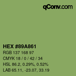 Color code: HEX #89A861 | qconv.com