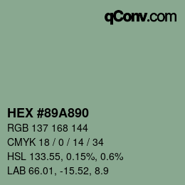 Color code: HEX #89A890 | qconv.com