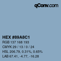 Color code: HEX #89A8C1 | qconv.com