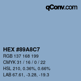 カラーコード: HEX #89A8C7 | qconv.com