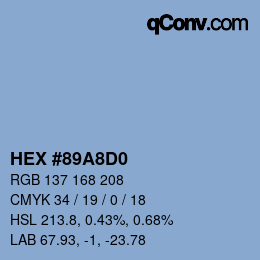 Color code: HEX #89A8D0 | qconv.com