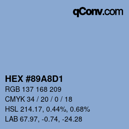 カラーコード: HEX #89A8D1 | qconv.com