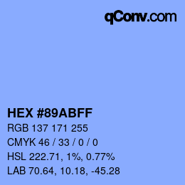 カラーコード: HEX #89ABFF | qconv.com