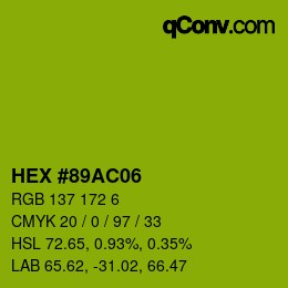 Color code: HEX #89AC06 | qconv.com