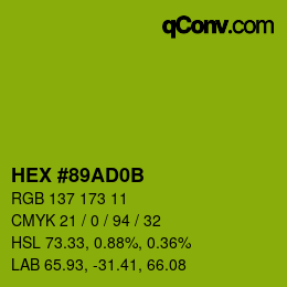 Farbcode: HEX #89AD0B | qconv.com