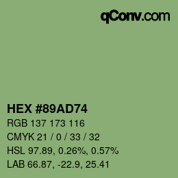 Código de color: HEX #89AD74 | qconv.com