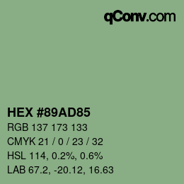 Color code: HEX #89AD85 | qconv.com