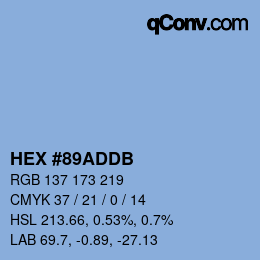 カラーコード: HEX #89ADDB | qconv.com