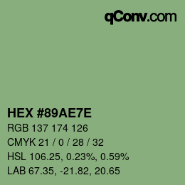 Color code: HEX #89AE7E | qconv.com
