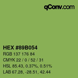 颜色代码: HEX #89B054 | qconv.com