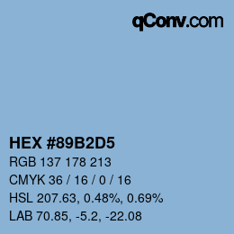カラーコード: HEX #89B2D5 | qconv.com