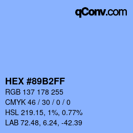 Color code: HEX #89B2FF | qconv.com