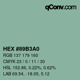 Farbcode: HEX #89B3A0 | qconv.com
