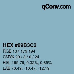 Color code: HEX #89B3C2 | qconv.com