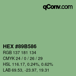 Farbcode: HEX #89B586 | qconv.com