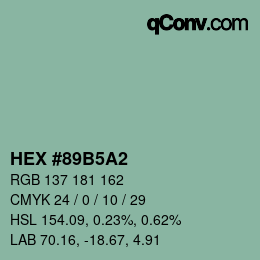 颜色代码: HEX #89B5A2 | qconv.com